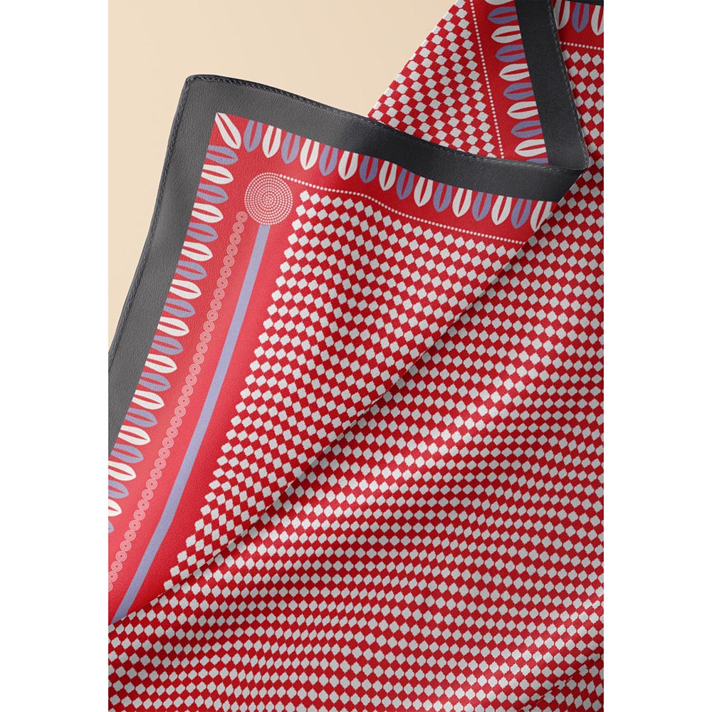 Thee Modern Roots Red Jeweled Mirage Silk Dupatta