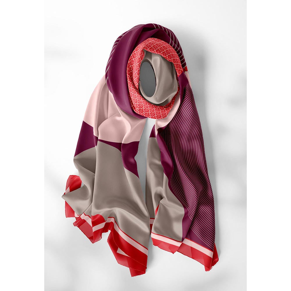 Thee Modern Roots Red Chandra's Charm Silk Dupatta