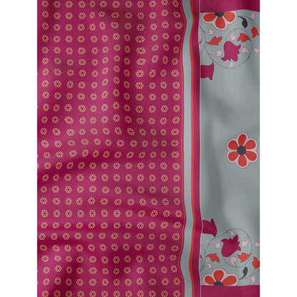 Thee Modern Roots Bouquet Breeze Floral Printed Crepe Saree with Unstitched Blouse