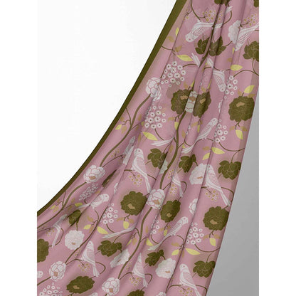 Thee Modern Roots Paradise Blooms Printed Crepe Saree with Unstitched Blouse