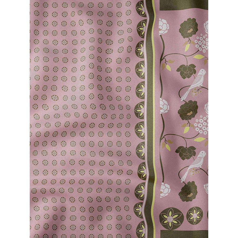 Thee Modern Roots Paradise Blooms Printed Crepe Saree with Unstitched Blouse