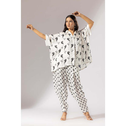 Thee Modern Roots Hummingbird Satin Silk Boxy Shirt