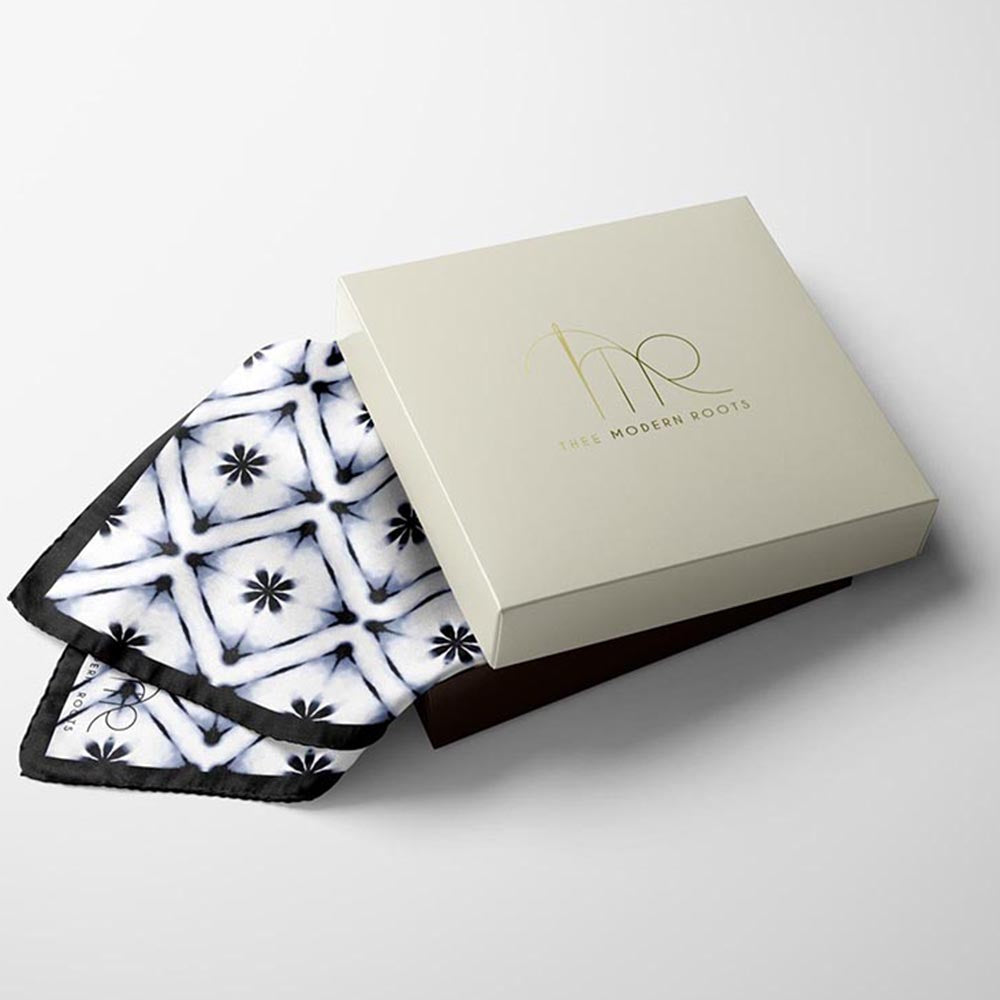 Thee Modern Roots Midnight Bloom Blitz Silk Pocket Square