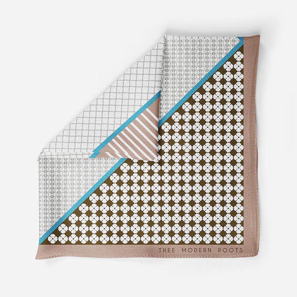 Thee Modern Roots Enigma In Brown Silk Pocket Square