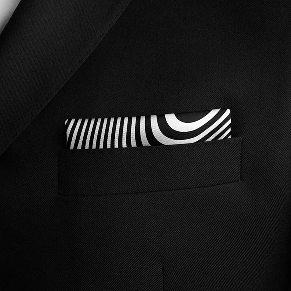 Thee Modern Roots Optical Art Silk Pocket Square