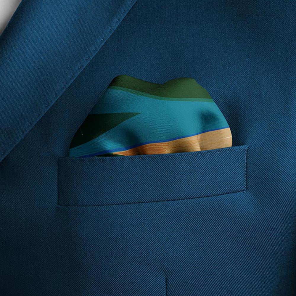 Thee Modern Roots Blue Paradise Silk Pocket Square