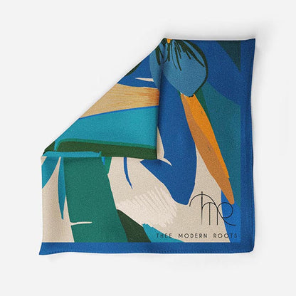 Thee Modern Roots Blue Paradise Silk Pocket Square