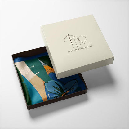 Thee Modern Roots Blue Paradise Silk Pocket Square