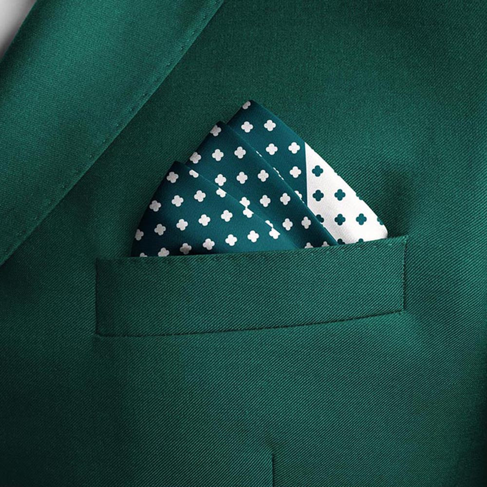 Thee Modern Roots Green Duality Silk Pocket Square