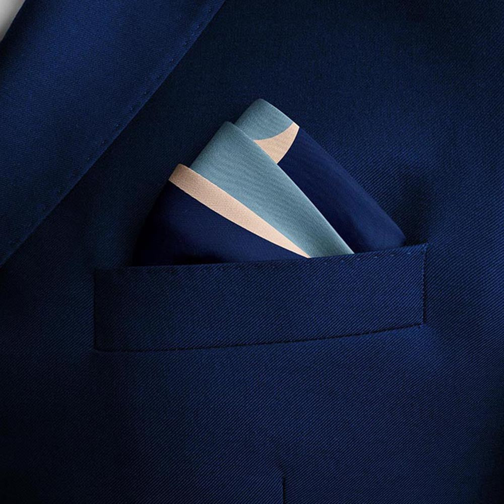 Thee Modern Roots Whirlpool Blues Silk Pocket Square
