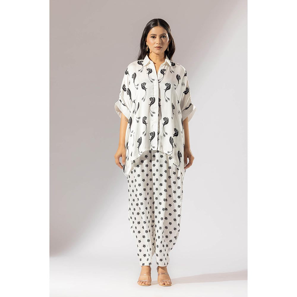Thee Modern Roots White Humming Bird Boxy Co-Ord (Set of 2)
