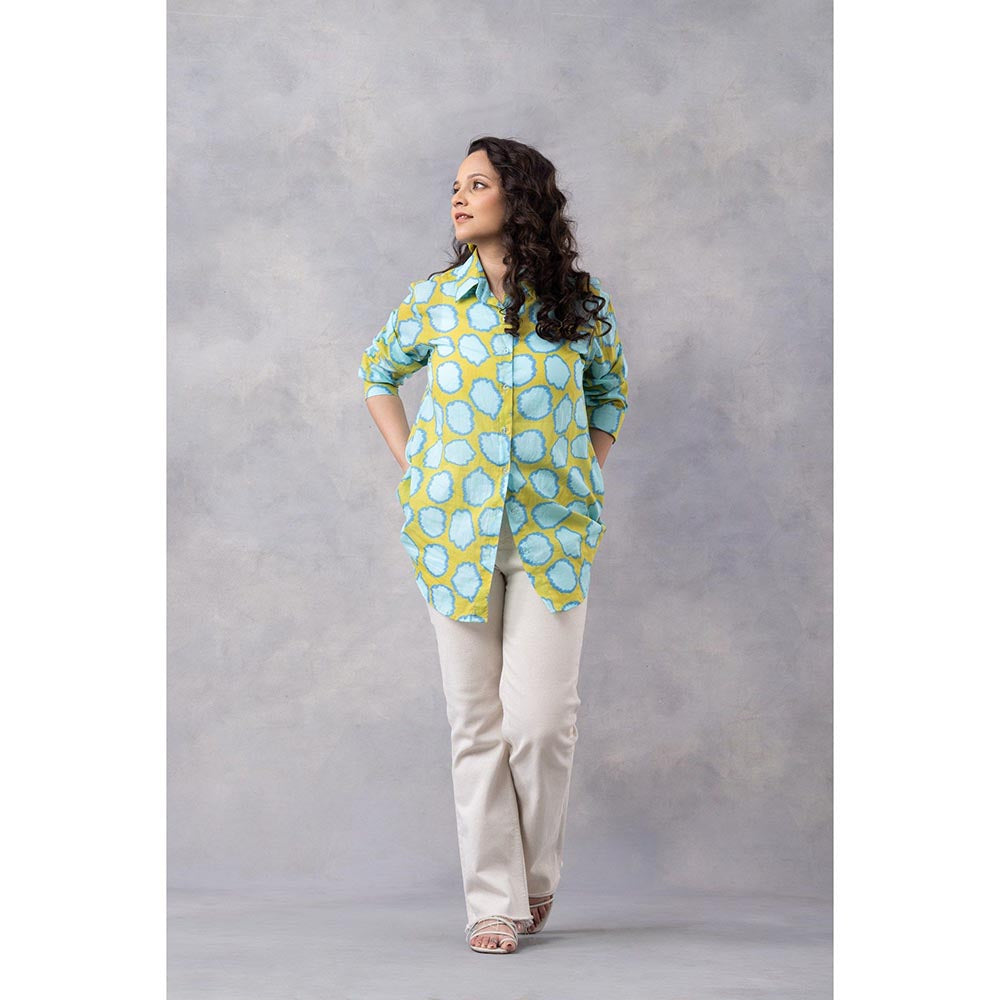 Thee Modern Roots Mango Polka Print Cotton Mul Shirt - Multi-Color