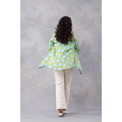 Thee Modern Roots Mango Polka Print Cotton Mul Shirt - Multi-Color