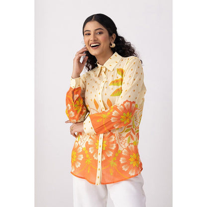 Thee Modern Roots Carnival Palm Shirt - Peach