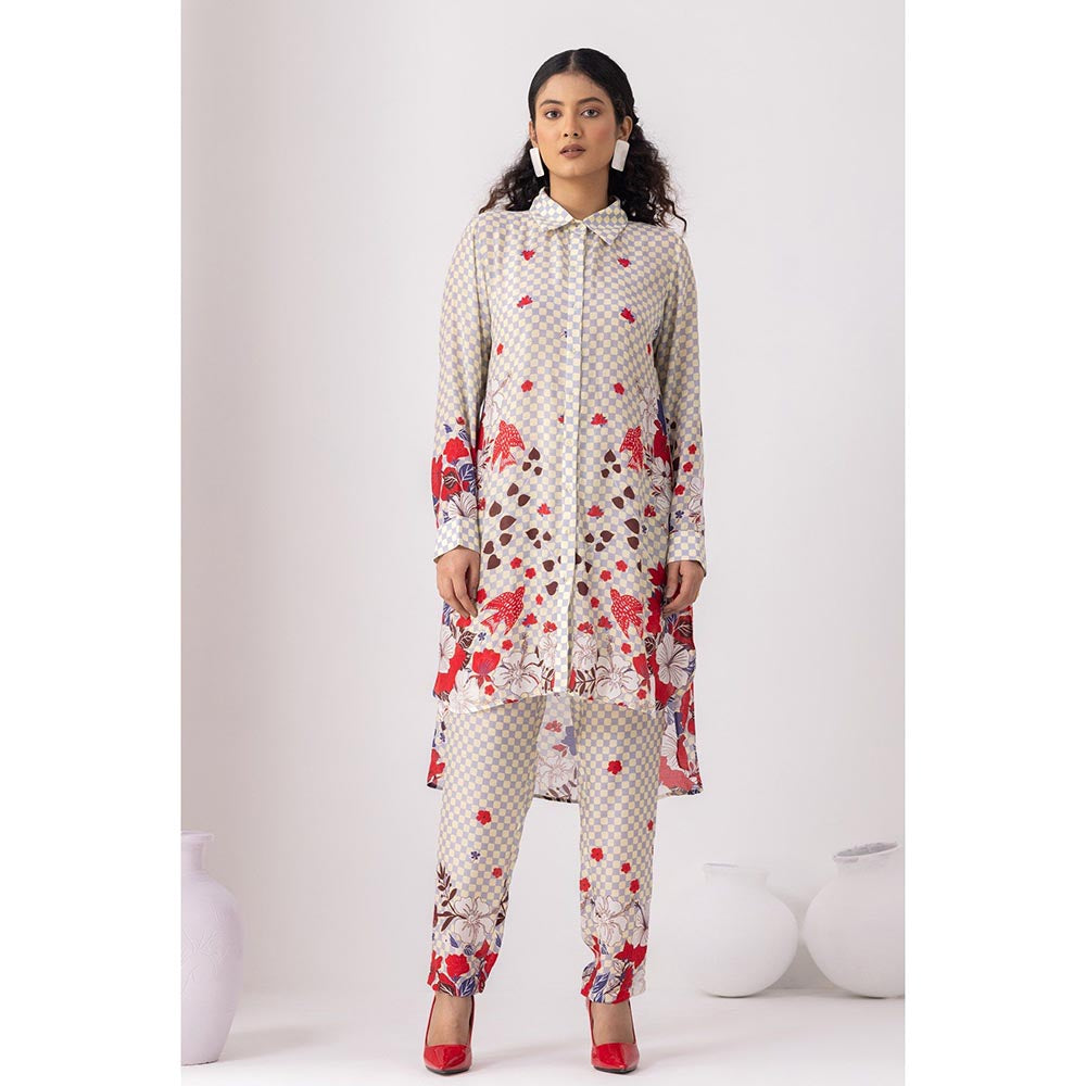 Thee Modern Roots Lavender Checkered Kurta