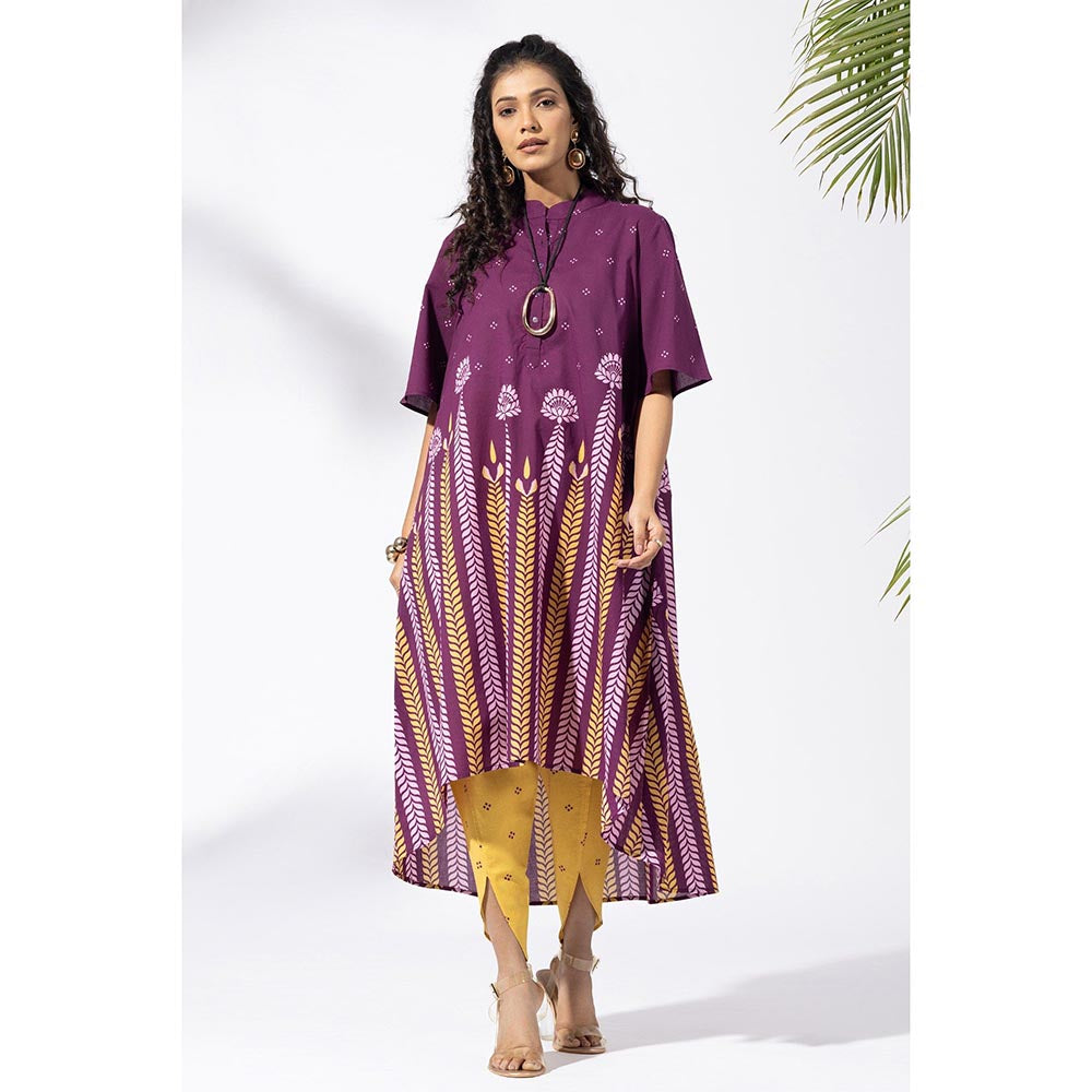 Thee Modern Roots Purple Chevron Plum Kurta