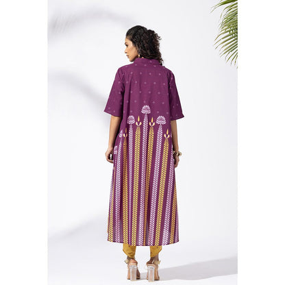 Thee Modern Roots Purple Chevron Plum Kurta