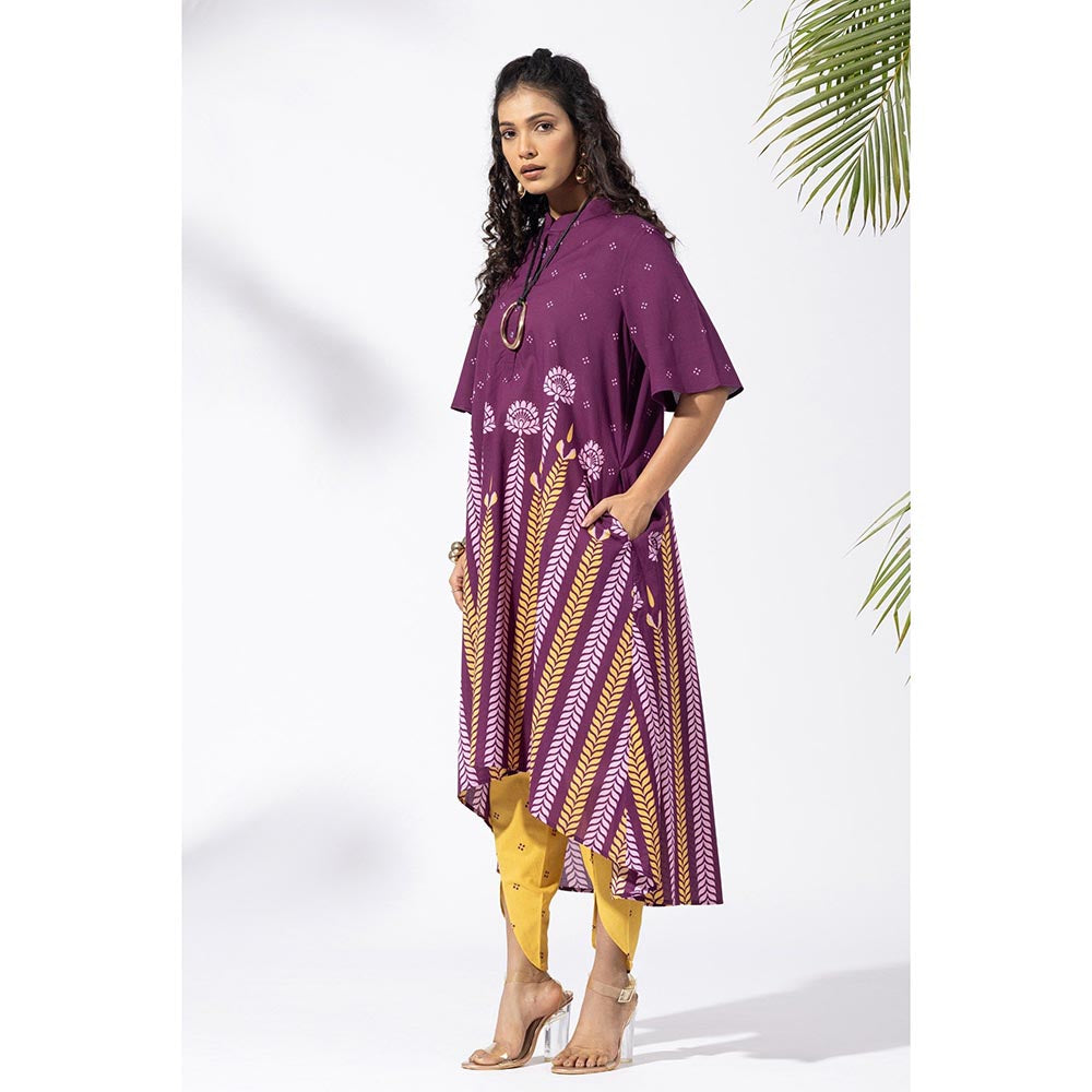 Thee Modern Roots Purple Chevron Plum Kurta