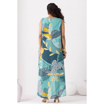 Thee Modern Roots Dainty Teal Blue Flared Dress