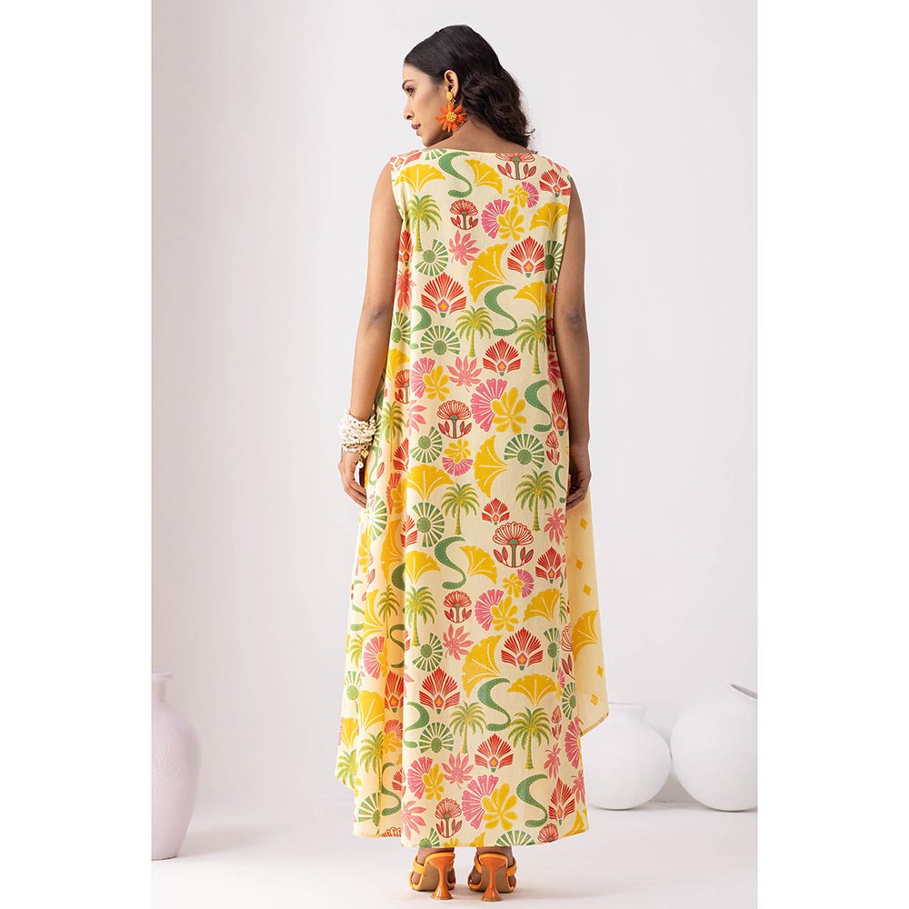 Thee Modern Roots Butter Bloom Yellow Flared Dress