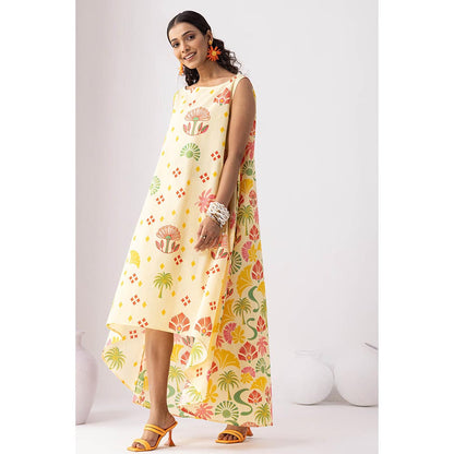 Thee Modern Roots Butter Bloom Yellow Flared Dress