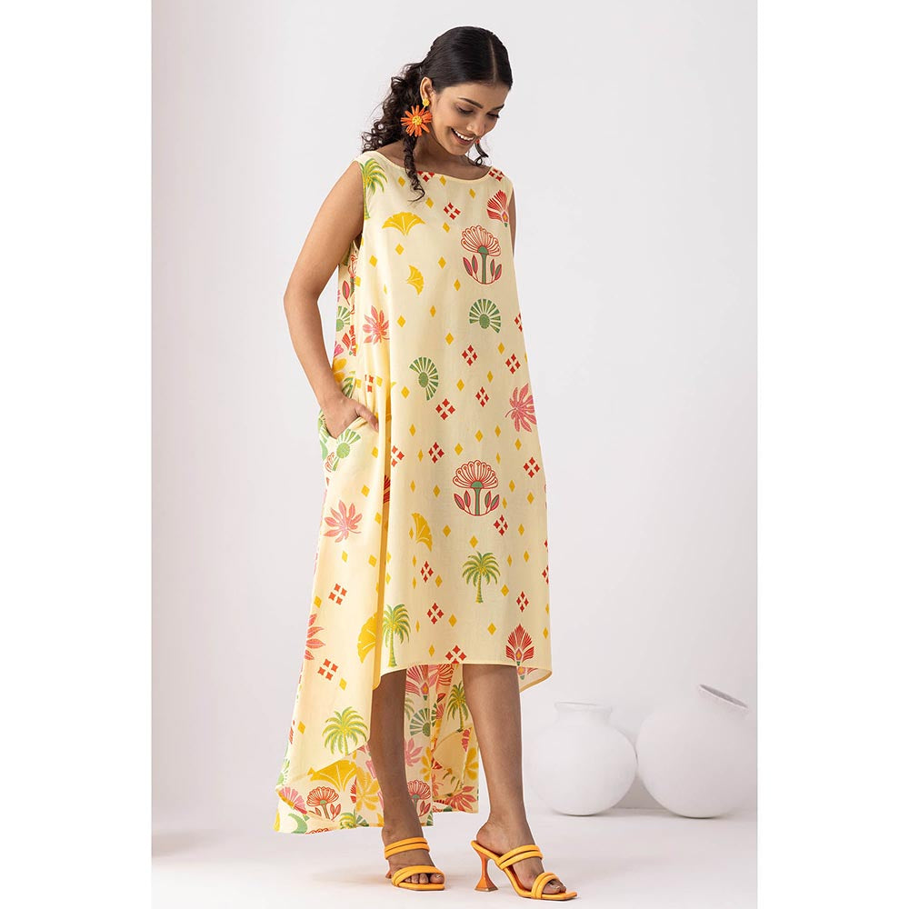 Thee Modern Roots Butter Bloom Yellow Flared Dress