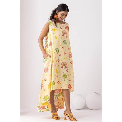 Thee Modern Roots Butter Bloom Yellow Flared Dress