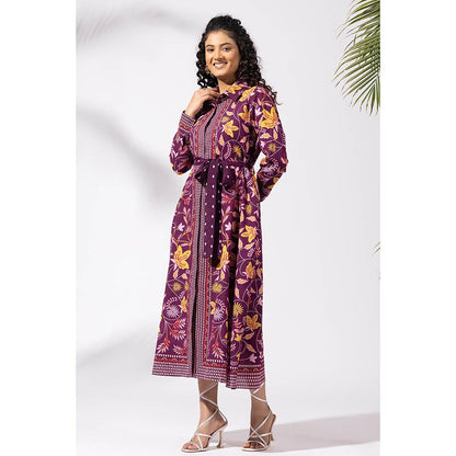 Thee Modern Roots Muse Purple Shirt Dress with Belt (Set of 2)