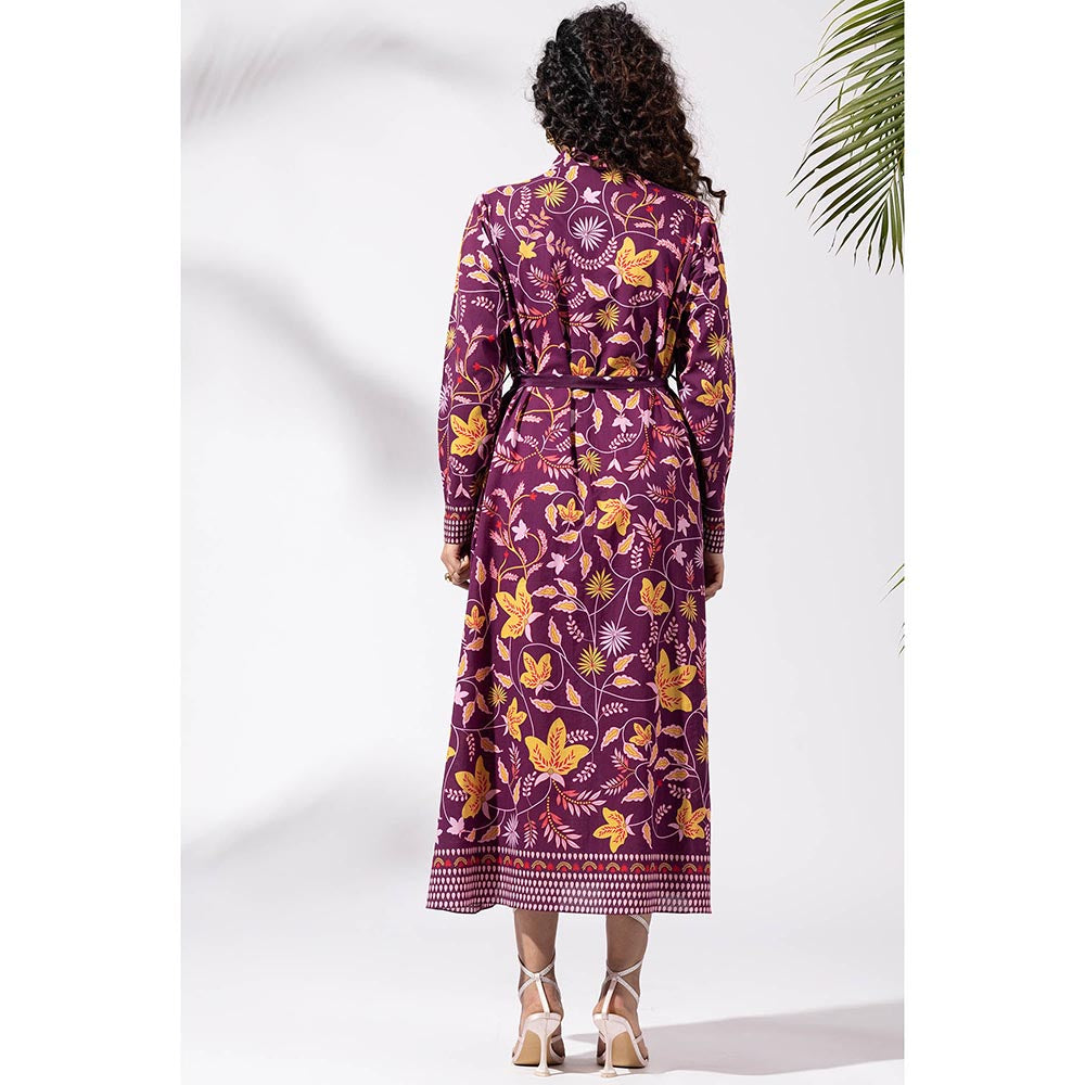 Thee Modern Roots Muse Purple Shirt Dress with Belt (Set of 2)