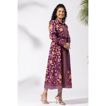Thee Modern Roots Muse Purple Shirt Dress with Belt (Set of 2)
