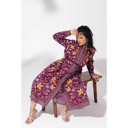 Thee Modern Roots Muse Purple Shirt Dress with Belt (Set of 2)