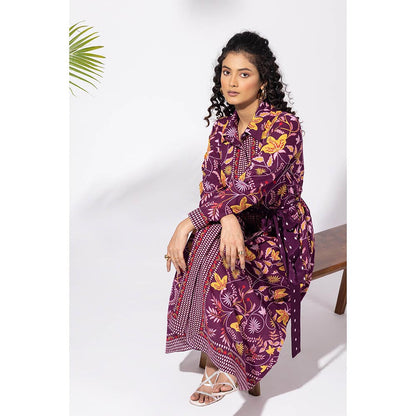 Thee Modern Roots Muse Purple Shirt Dress with Belt (Set of 2)