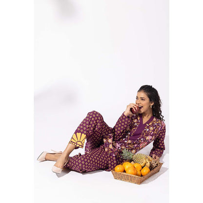 Thee Modern Roots Plum Vineyard Floral Print Co-Ord (Set of 2)