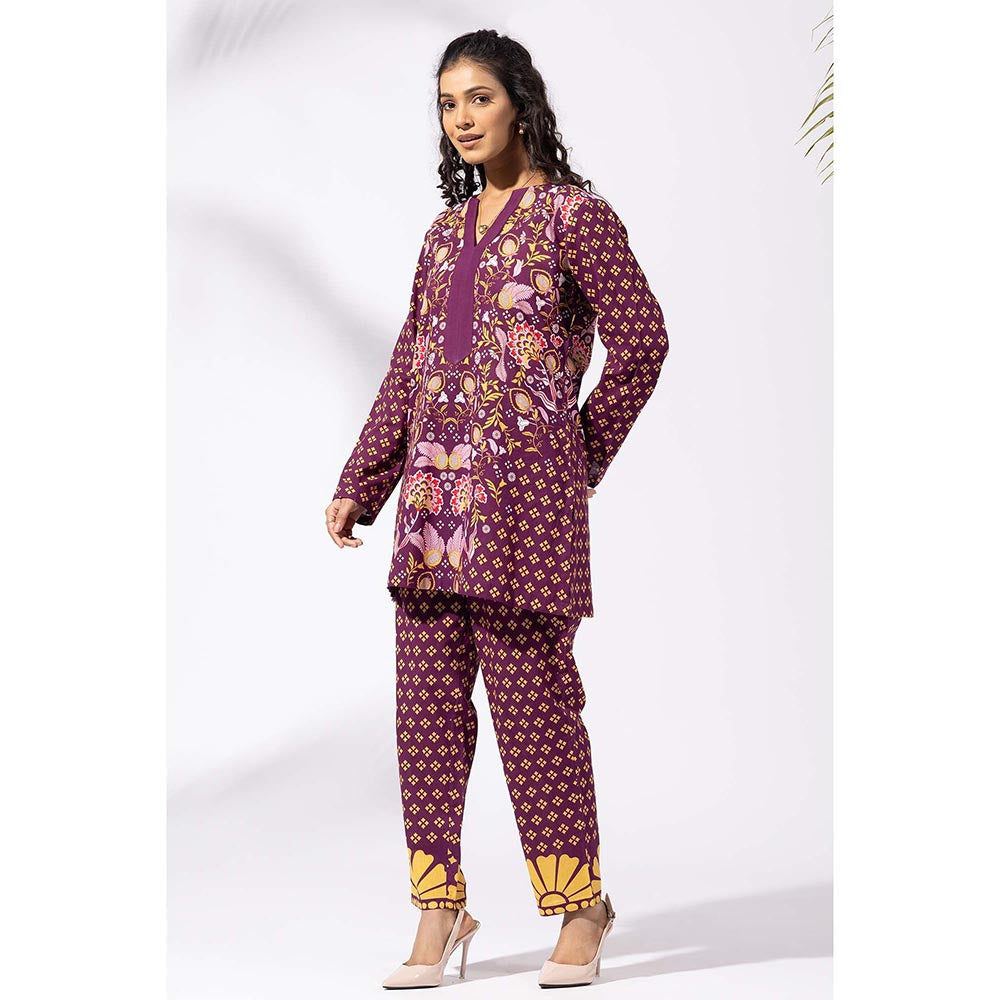 Thee Modern Roots Plum Vineyard Floral Print Co-Ord (Set of 2)