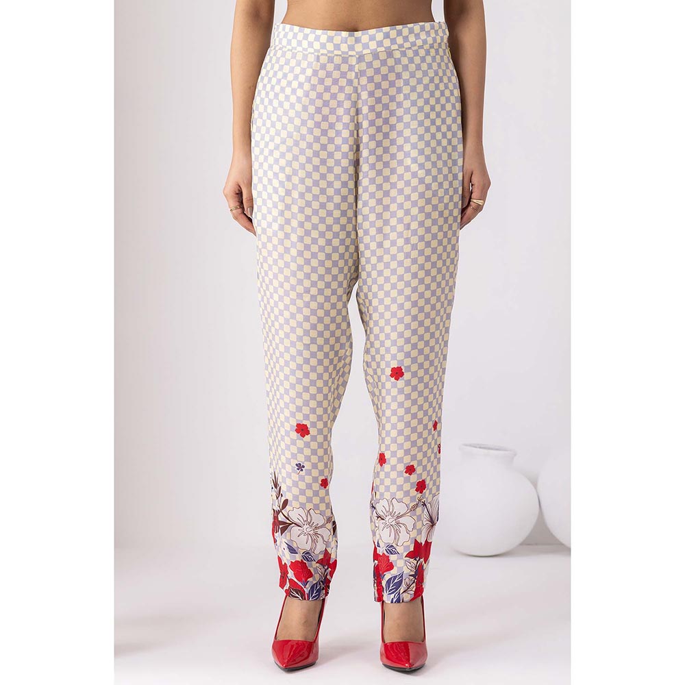 Thee Modern Roots Cream Checkered Print Co-Ord (Set of 2)