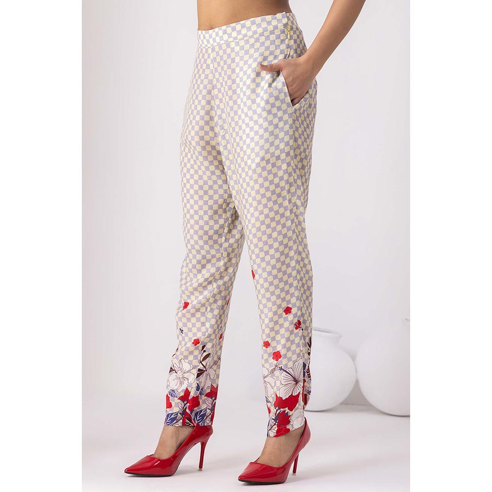 Thee Modern Roots Cream Checkered Print Co-Ord (Set of 2)
