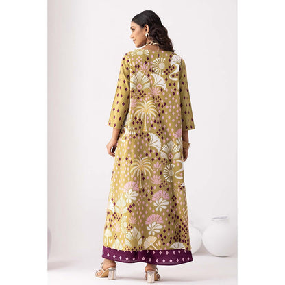 Thee Modern Roots Desert Palm Printed Kurta and Palazzo (Set of 2)