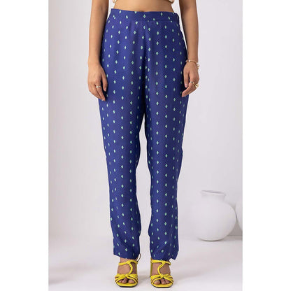 Thee Modern Roots Sky Blue Pacific Printed Kurta and Pant (Set of 2)