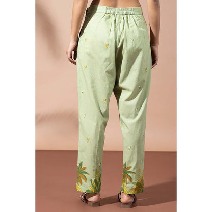 Thee Modern Roots Forest Moss Green Printed Kurta and Pant (Set of 2)
