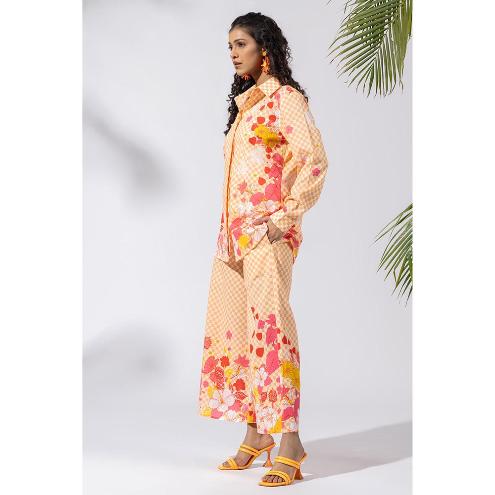 Thee Modern Roots Sundowner Checkered Peach Co-Ord (Set of 2)