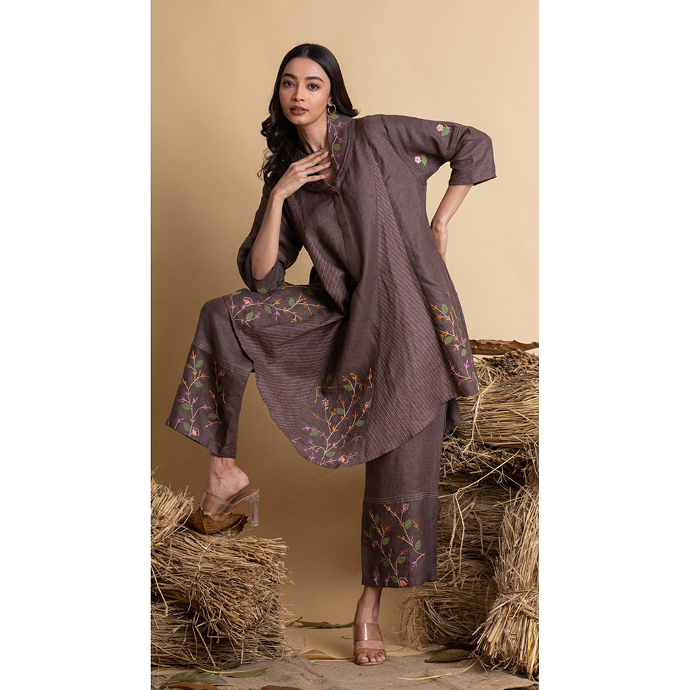 The House of Hemp Women Brown Latest Stylish Kurta and Pant (Set of 2)