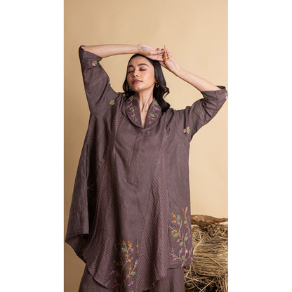 The House of Hemp Women Brown Latest Stylish Kurta and Pant (Set of 2)