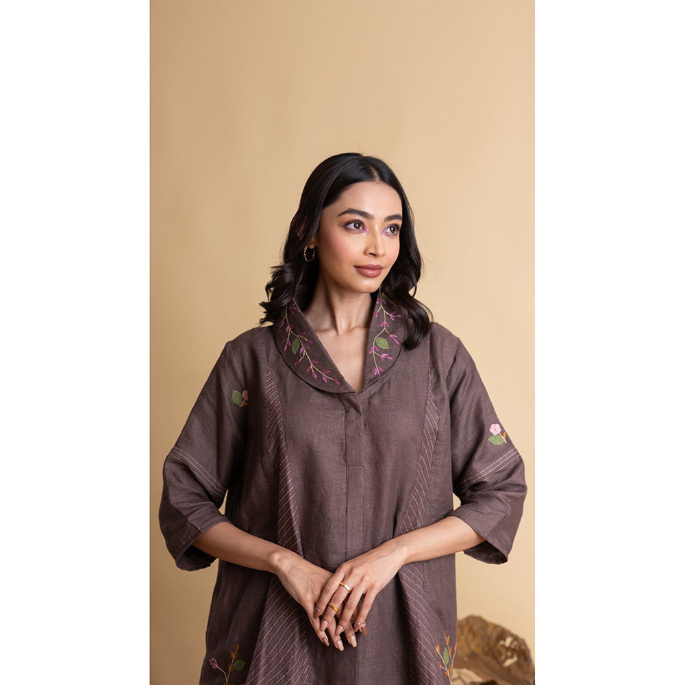 The House of Hemp Women Brown Latest Stylish Kurta and Pant (Set of 2)