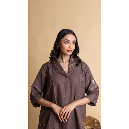 The House of Hemp Women Brown Latest Stylish Kurta and Pant (Set of 2)