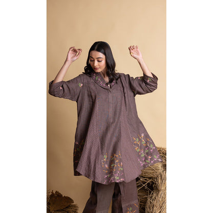 The House of Hemp Women Brown Latest Stylish Kurta and Pant (Set of 2)
