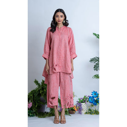 The House of Hemp Women Red Latest Stylish Kurta and Pant (Set of 2)