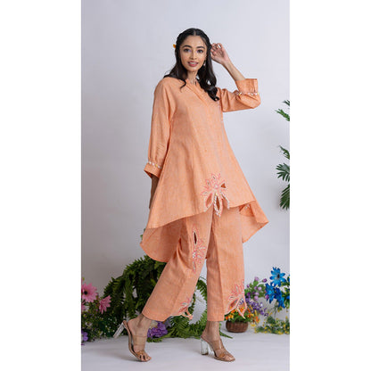 The House of Hemp Women Orange Latest Stylish Kurta and Pant (Set of 2)