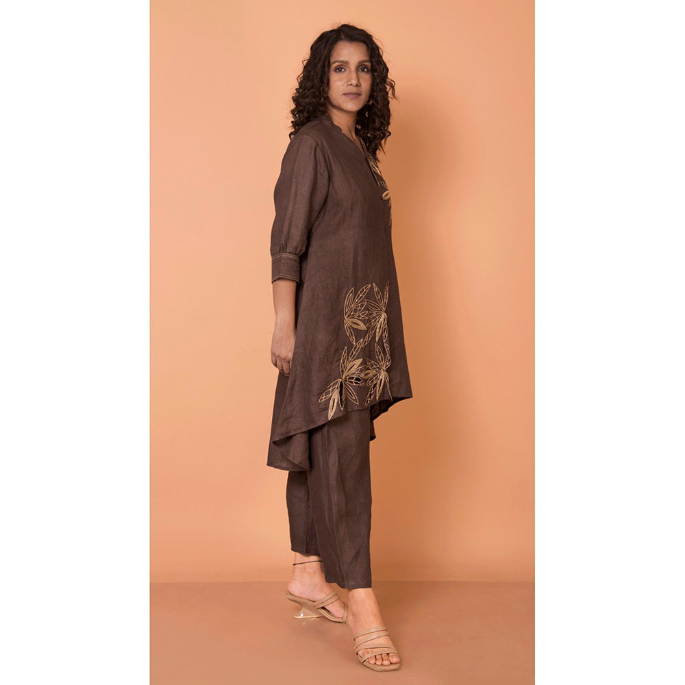 The House of Hemp Women Brown Latest Stylish Kurta and Pant (Set of 2)