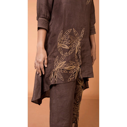 The House of Hemp Women Brown Latest Stylish Kurta and Pant (Set of 2)