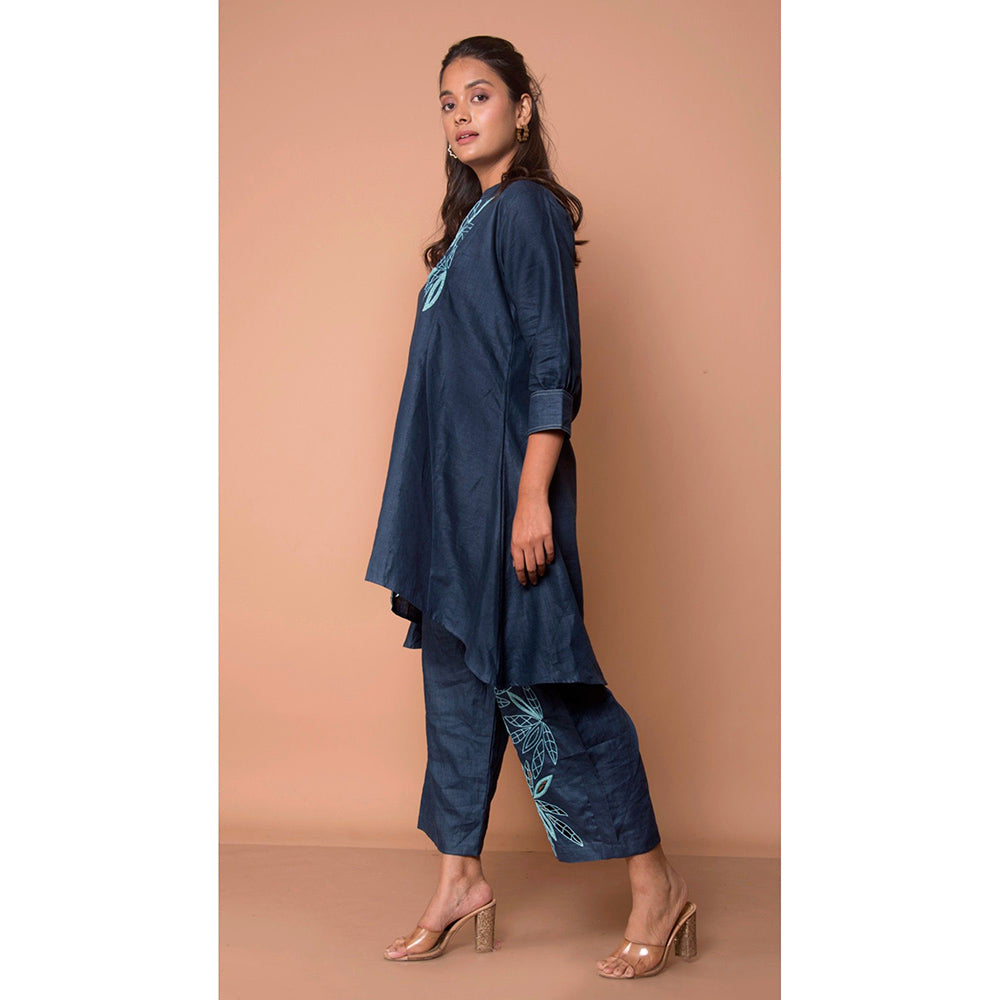 The House of Hemp Women Navy Blue Latest Stylish Kurta and Pant (Set of 2)